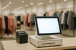 © Hunaif - A point-of-sale system with a cash drawer and a receipt printer on a counter in a clothing store.
