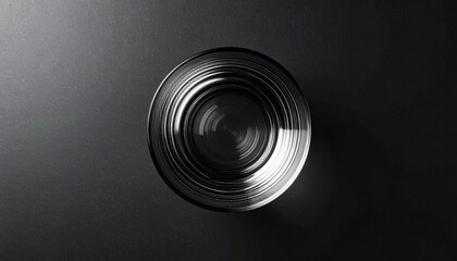 Overhead view of an empty glass on a black surface