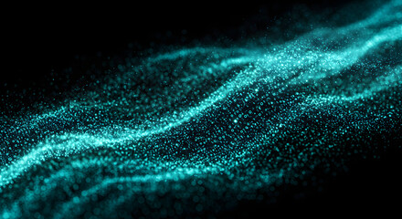 Turquoise Data Stream: An Abstract Visualization of Binary Code Flowing in Cyberspace, Showing Information and Data Transfer in The Digital