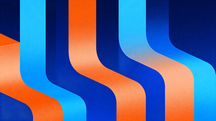 Abstract wavy pattern with alternating blue and orange stripes on a dark background