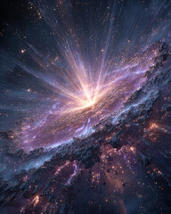 Wall Mural - Cosmic Explosion with Radiant Light in Deep Space