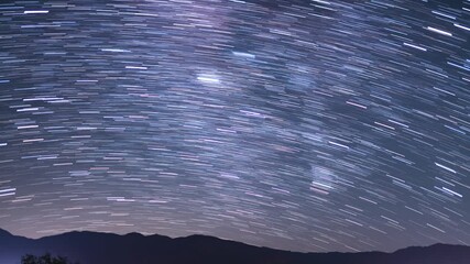 Wall Mural - Star Trails of Milky Way Galaxy at 50mm in South Sky Above Sierra Nevada Mountains Astrophotography Time Lapse in California USA