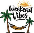 © HoquePrinting - Relaxing weekend vibes hammock palm trees sun summer vacation beach fun