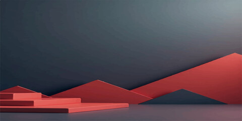 Wall Mural - Abstract red and white arrows background with 3D design elements
