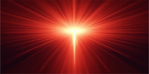 Wall Mural - An abstract red star burst of light, a bright sun explosion with glowing rays