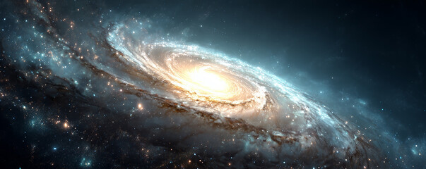 Wall Mural - spiral galaxy glowing with bright stars in deep space