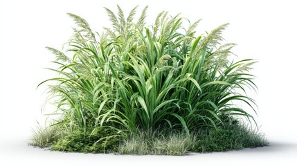 Wall Mural - Ornamental Grass Clump Isolated on White Background for Landscaping and Garden Design Illustrations