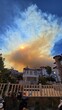 sunset over the city fire, smog, fire in the mountains, fire in Alanya