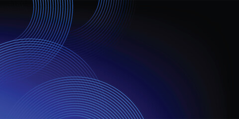 Wall Mural - abstract blue glowing geometric lines on dark blue background. modern shiny blue circle lines patter