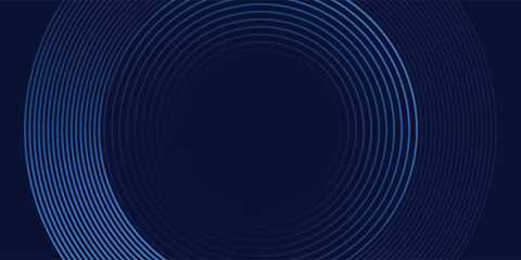 Wall Mural - abstract glowing circle lines on dark blue background. geometric stripe line art design. modern shin