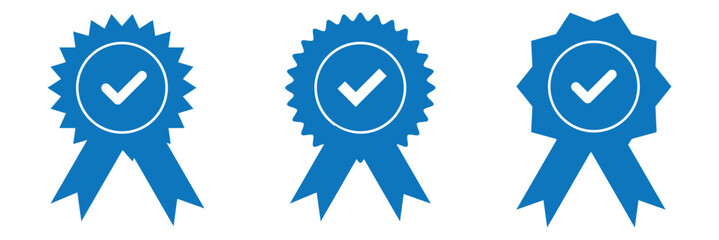 Wall Mural - verified badge icon tick symbol vector approved check mark icon. blue checkmark icons - certificate 
