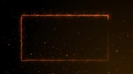 Wall Mural - looping video animation of Rectangular fire frame with burning glowing particles
