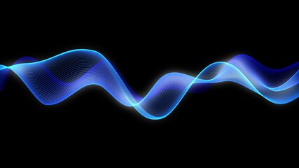 Wall Mural - Seamless Looping Blue Glowing Wavy Lines on Black
