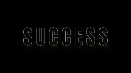 Wall Mural - SUCCESS text with glowing golden lights on dark background