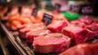 © Vlad - Meat Price Tag. Fresh Minced Beef and Pork Meat at Market Butcher Shop