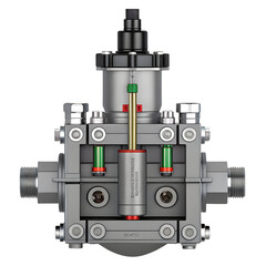 Hydraulic valve isolated on transparent background for industry