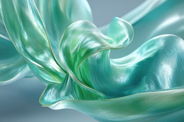 Wall Mural - A mesmerizing abstract rendering of flowing iridescent fabric with gentle gradients, presenting a calming and elegant aesthetic, perfect for sophisticated designs.