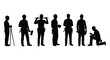 © Mstsalma - Silhouettes of construction workers in various poses against a white background