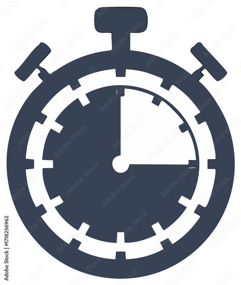 Stopwatch icon illustration displays three o'clock mark time, timer app ...