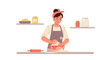 © Asep - Woman Baking Dough, Home Kitchen Illustration, Preparing Delicious Food for Baking Recipes