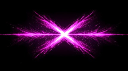 Wall Mural - A vibrant, magenta-hued abstract design featuring intersecting, energetic beams radiating outward from a central point, creating a dynamic and captivating visual effect against a dark background.