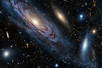 Wall Mural - Vast expanse of the universe showcasing spiral galaxies and distant stars