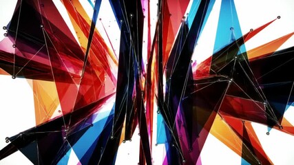 Abstract colorful background of polygonal shapes connected by lines and dots for technology or science concept.