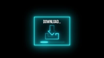 neon glowing download button icon, arrow symbol elements of web in neon style icons, virtual download icon. 4k