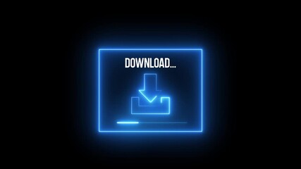 neon glowing download button icon, arrow symbol elements of web in neon style icons, virtual download icon. 4k