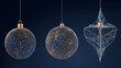 © Ashgan - A set of Christmas balls designed with lines, triangles, and particles glowing beautifully against a dark background, creating a festive modern look.