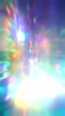 Wall Mural - The crystal prism shimmered with a holographic shine, casting blue glare and a blurry rainbow overlay of light
