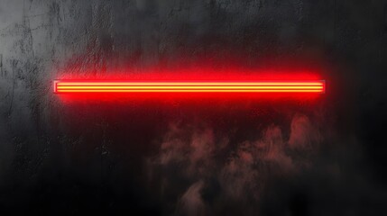 Wall Mural - A glowing red neon light fixture illuminates a dark textured wall.