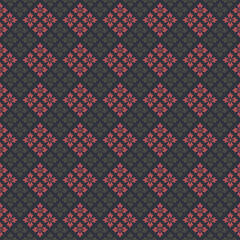 Wall Mural - Seamless Vector Floral Block Pattern Background. Pink Gray