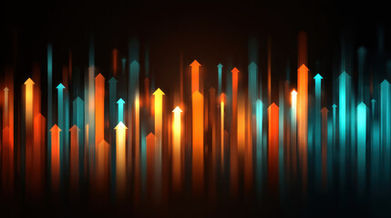 Wall Mural - Vibrant abstract background featuring upward arrows in shades of orange, blue, and teal, symbolizing growth and progress. dynamic design creates energetic and modern feel