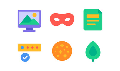 Colorful flat style icons set for web and app design
