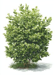 Wall Mural - Illustration of a Lush Green Bush with Variegated Leaves, Perfect for Garden Design and Landscaping Projects
