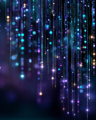 Wall Mural - Abstract Light Display: A captivating digital artwork showcases streams of light with bokeh effect. Each particle glows and reflects with dazzling vibrancy.
