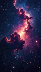 Wall Mural - Intricate, dark, and mysterious swirling nebula, cosmic dust, and starlight creating a breathtaking celestial canvas of divine blackness , elegant, space, stars
