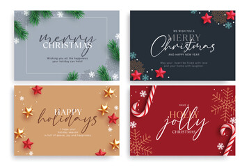 Wall Mural - merry christmas greeting card clipart banner set. happy holidays and holly jolly christmas banner cl