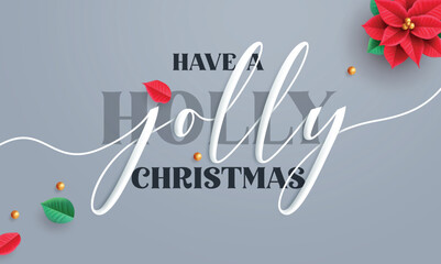 Wall Mural - christmas holly jolly calligraphy greeting clipart design. holly jolly christmas greeting text and t