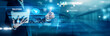 © AD - Businessman analyzing global networks business solutions, IT services, digital transformation, cloud tools, enterprise optimization, AI-powered platforms, innovative growth strategies.