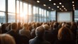 © dex - Professional Audience in Conference Hall Watching Presentation During Golden Hour