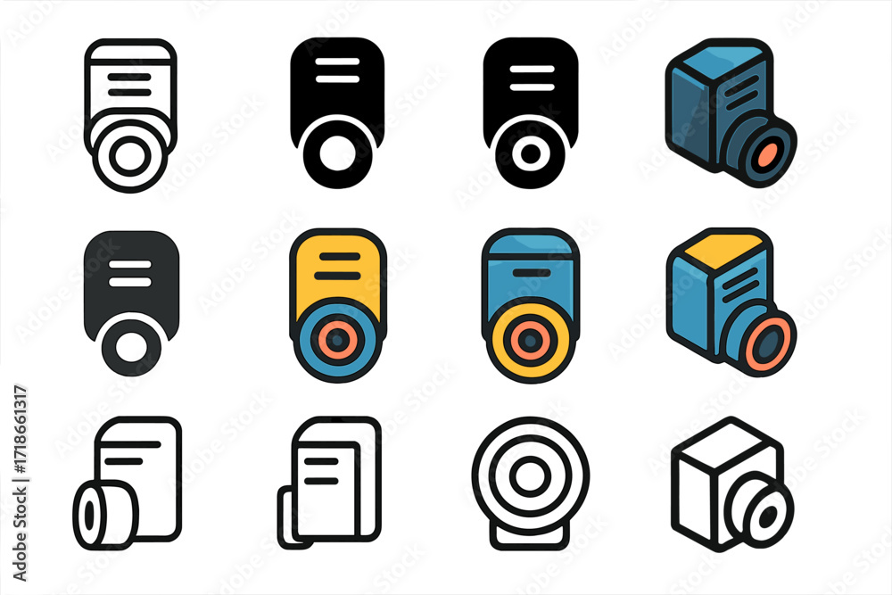 Automated Vision Logo Grid. Set Logo of Factory automation system ...