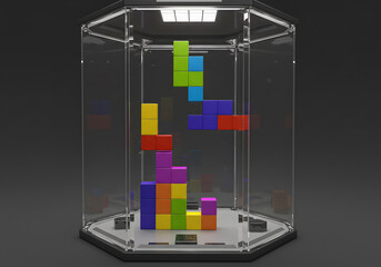 Colorful puzzle pieces in display case