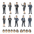 © Vira - A diverse set of cartoon business people characters including fullbody poses and headshots for professional presentations.