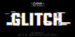 © text - Glitch editable text effect on black background.