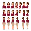 © Vira - Businesswoman character creation set with various views poses gestures and emotions.