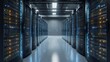 © Adib - Modern data center with rows of servers glowing, symbolizing technology, cloud computing, and secure data storage