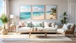 © Tak - Coastal living room with framed prints