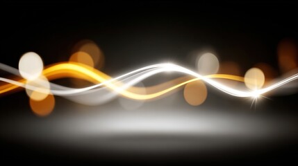 Wall Mural - Abstract Light Waves with Warm and Cool Tones on Dark Background